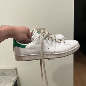 Adidas Men's White and Green Sneakers